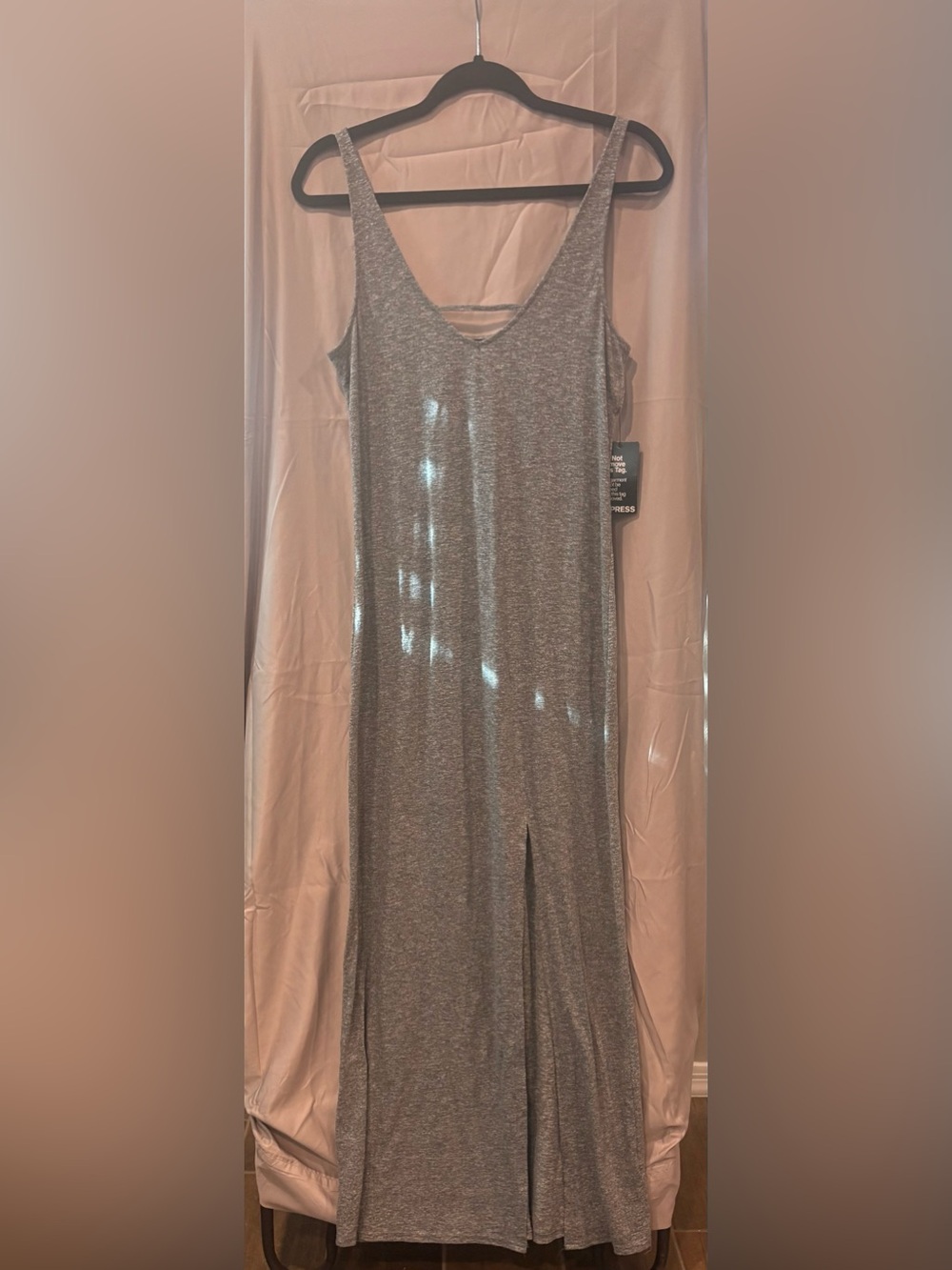 Express Metallic Heather Gray Maxi Dress